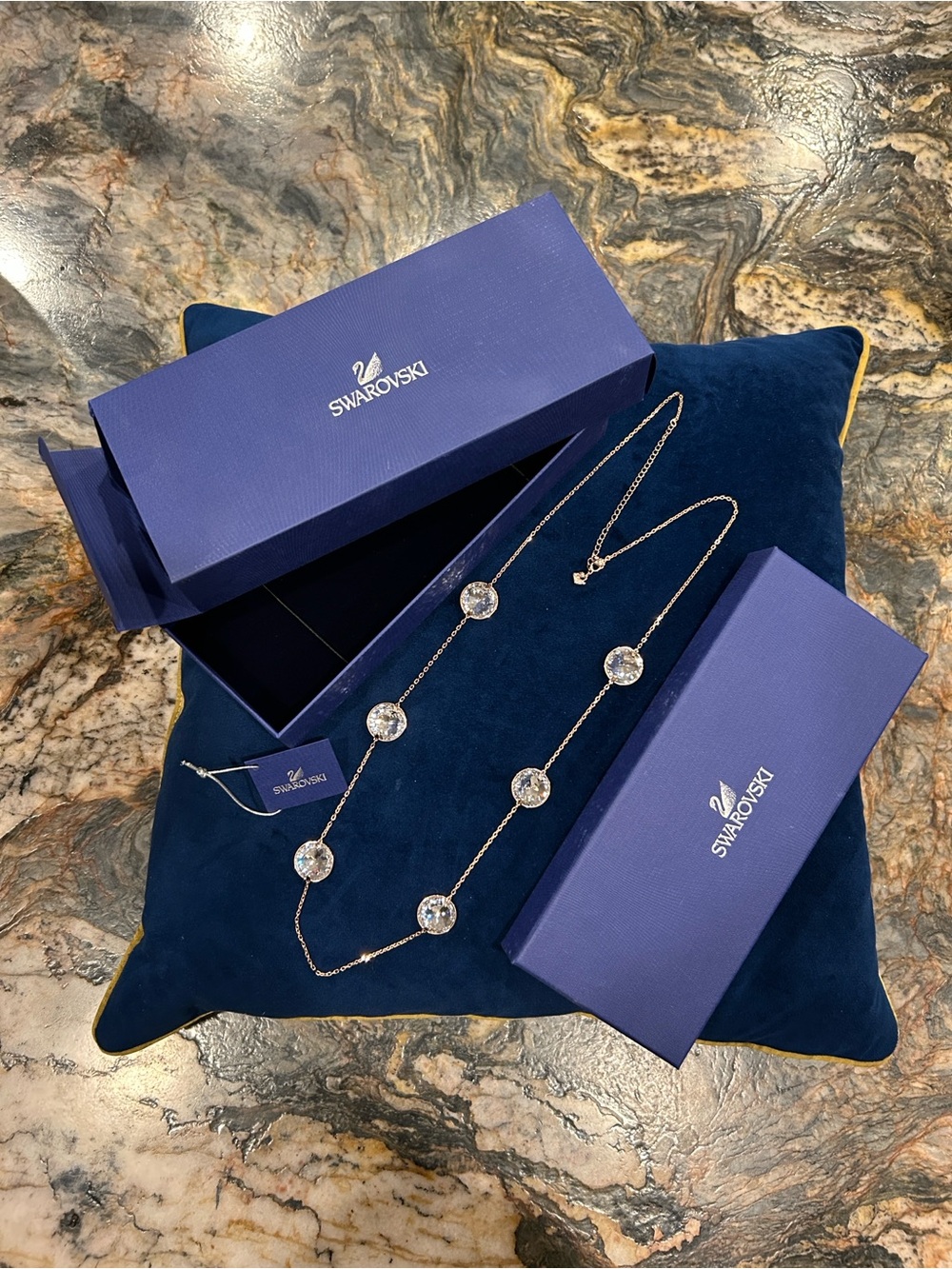 Swarovski Rose Gold Strandage Necklace with Globe-Cut Crystals